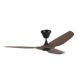 A modern three-blade ceiling fan with matte brown blades and a black motor housing, shown against a plain white background.