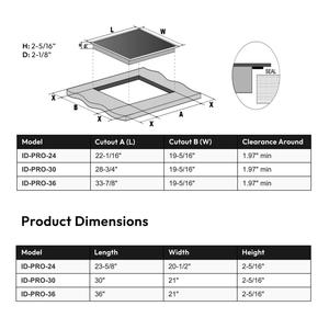 Induction Hardware 24" LED Induction Drop-In Cooktop, 4-Zone, ID-PRO-24