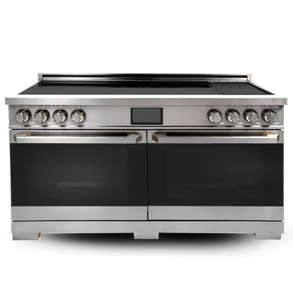 Induction Hardware Luxury Series 60-Inch 10.2 Cu. Ft. Double Oven Induction Range with Griddle, Self-Cleaning, Stainless Steel, S-IR60-SS