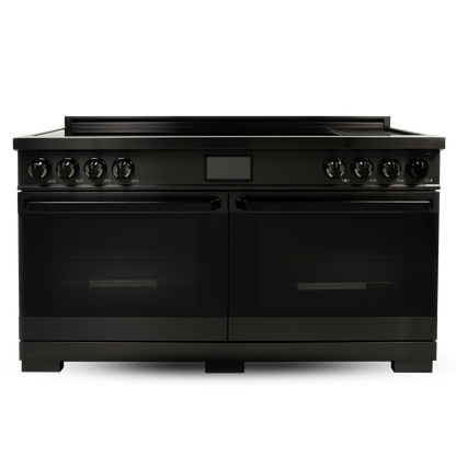 Induction Hardware Luxury Series 60-Inch 10.2 Cu. Ft. Double Oven Induction Range with Griddle, Self-Cleaning, Black Stainless Steel, S-IR60-BS