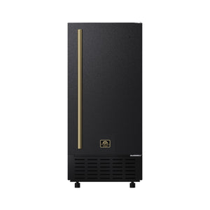 FORNO Cristallo 15-Inch Freestanding/Undercounter Nugget Ice Maker 66.1 lbs/Day Black with Antique Brass Accent, FIMBI7307-15BLK