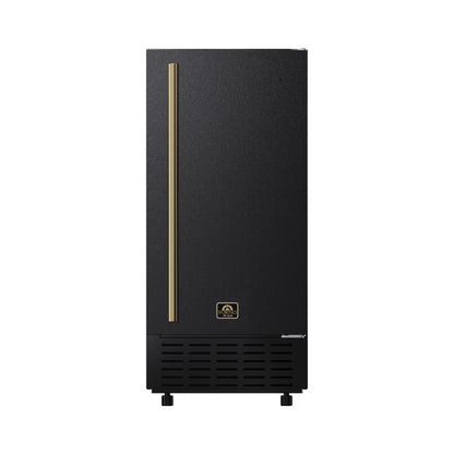 FORNO Cristallo 15-Inch Freestanding/Undercounter Nugget Ice Maker 66.1 lbs/Day Black with Brass Accent, FIMBI7307-15BLK