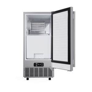 FORNO Cristallo 15-Inch Freestanding/Undercounter Cube Ice Maker 79.4 lbs/Day Stainless Steel, FIMBI7313-15S