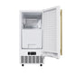 FORNO Cristallo 15-Inch Freestanding/Undercounter Cube Ice Maker 79.4 lbs/Day White with Brass Accent, FIMBI7313-15WHT