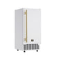 FORNO Cristallo 15-Inch Freestanding/Undercounter Cube Ice Maker 79.4 lbs/Day White with Brass Accent, FIMBI7313-15WHT