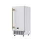 FORNO Cristallo 15-Inch Freestanding/Undercounter Cube Ice Maker 79.4 lbs/Day White with Brass Accent, FIMBI7313-15WHT