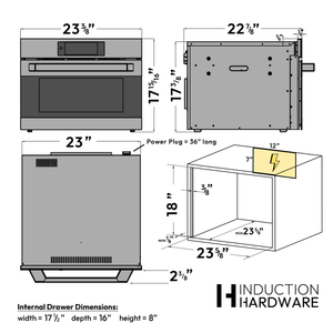 Induction Hardware 24-Inch Smart Drawer Microwave, Black Stainless Steel, MWD-24-BS