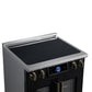 FORNO Maximus 30-Inch 4.32 cu. ft. French Door Induction Range, True Convection, Air Sous Vide, Air Fry Basket in Black with Antique Brass Accents, FFSIN0932-30BLK