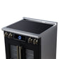 FORNO Maximus 30-Inch 4.32 cu. ft. French Door Induction Range, True Convection, Air Sous Vide, Air Fry Basket in Black with Antique Brass Accents, FFSIN0932-30BLK