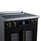 FORNO Maximus 30-Inch 4.32 cu. ft. French Door Induction Range, True Convection, Air Sous Vide, Air Fry Basket in Black with Antique Brass Accents, FFSIN0932-30BLK
