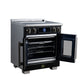 FORNO Maximus 30-Inch 4.32 cu. ft. French Door Induction Range, True Convection, Air Sous Vide, Air Fry Basket in Black with Antique Brass Accents, FFSIN0932-30BLK
