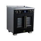 FORNO Maximus 30-Inch 4.32 cu. ft. French Door Induction Range, True Convection, Air Sous Vide, Air Fry Basket in Black with Antique Brass Accents, FFSIN0932-30BLK
