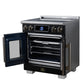 FORNO Maximus 30-Inch 4.32 cu. ft. French Door Induction Range, True Convection, Air Sous Vide, Air Fry Basket in Black with Antique Brass Accents, FFSIN0932-30BLK