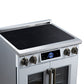FORNO Maximus 30-Inch 4.32 cu. ft. French Door Induction Range, True Convection, Air Sous Vide, Air Fry Basket in White with Antique Brass Accents, FFSIN0932-30WHT
