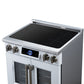 FORNO Maximus 30-Inch 4.32 cu. ft. French Door Induction Range, True Convection, Air Sous Vide, Air Fry Basket in White with Antique Brass Accents, FFSIN0932-30WHT