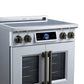 FORNO Maximus 30-Inch 4.32 cu. ft. French Door Induction Range, True Convection, Air Sous Vide, Air Fry Basket in White with Antique Brass Accents, FFSIN0932-30WHT