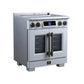 FORNO Maximus 30-Inch 4.32 cu. ft. French Door Induction Range, True Convection, Air Sous Vide, Air Fry Basket in White with Antique Brass Accents, FFSIN0932-30WHT