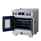 FORNO Maximus 30-Inch 4.32 cu. ft. French Door Induction Range, True Convection, Air Sous Vide, Air Fry Basket in White with Antique Brass Accents, FFSIN0932-30WHT