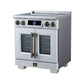 FORNO Maximus 30-Inch 4.32 cu. ft. French Door Induction Range, True Convection, Air Sous Vide, Air Fry Basket in White with Antique Brass Accents, FFSIN0932-30WHT