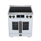 FORNO Maximus 30-Inch 4.32 cu. ft. French Door Induction Range, True Convection, Air Sous Vide, Air Fry Basket in White with Antique Brass Accents, FFSIN0932-30WHT