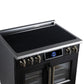 FORNO Maximus 36-Inch 5.36 cu. ft. French Door Induction Range, True Convection, Air Sous Vide, Air Fry Basket in Black with Antique Brass Accents, FFSIN0932-36BLK