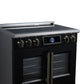 FORNO Maximus 36-Inch 5.36 cu. ft. French Door Induction Range, True Convection, Air Sous Vide, Air Fry Basket in Black with Antique Brass Accents, FFSIN0932-36BLK