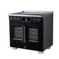 FORNO Maximus 36-Inch 5.36 cu. ft. French Door Induction Range, True Convection, Air Sous Vide, Air Fry Basket in Black with Antique Brass Accents, FFSIN0932-36BLK
