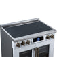 FORNO Maximus 36-Inch 5.36 cu. ft. French Door Induction Range, True Convection, Air Sous Vide, Air Fry Basket in White with Antique Brass Accents, FFSIN0932-36WHT
