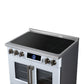 FORNO Maximus 36-Inch 5.36 cu. ft. French Door Induction Range, True Convection, Air Sous Vide, Air Fry Basket in White with Antique Brass Accents, FFSIN0932-36WHT