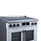 FORNO Maximus 36-Inch 5.36 cu. ft. French Door Induction Range, True Convection, Air Sous Vide, Air Fry Basket in White with Antique Brass Accents, FFSIN0932-36WHT