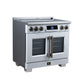 FORNO Maximus 36-Inch 5.36 cu. ft. French Door Induction Range, True Convection, Air Sous Vide, Air Fry Basket in White with Antique Brass Accents, FFSIN0932-36WHT