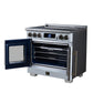 FORNO Maximus 36-Inch 5.36 cu. ft. French Door Induction Range, True Convection, Air Sous Vide, Air Fry Basket in White with Antique Brass Accents, FFSIN0932-36WHT