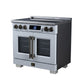 FORNO Maximus 36-Inch 5.36 cu. ft. French Door Induction Range, True Convection, Air Sous Vide, Air Fry Basket in White with Antique Brass Accents, FFSIN0932-36WHT