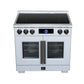 FORNO Maximus 36-Inch 5.36 cu. ft. French Door Induction Range, True Convection, Air Sous Vide, Air Fry Basket in White with Antique Brass Accents, FFSIN0932-36WHT