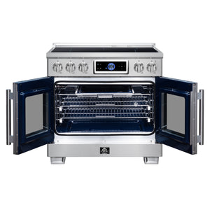 FORNO Maximus 36-Inch 5.36 cu. ft. French Door Induction Range, True Convection, Air Sous Vide, Air Fry Basket in Stainless Steel, FFSIN0932-36
