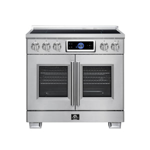 FORNO Maximus 36-Inch 5.36 cu. ft. French Door Induction Range, True Convection, Air Sous Vide, Air Fry Basket in Stainless Steel, FFSIN0932-36
