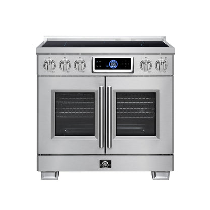 FORNO Maximus 36-Inch 5.36 cu. ft. French Door Induction Range, True Convection, Air Sous Vide, Air Fry Basket in Stainless Steel, FFSIN0932-36