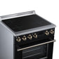FORNO Torino 30-Inch 4.32 cu. ft. Induction Freestanding Range, True Convection, Air Fry Basket in Black with Antique Brass Accents, FFSIN0936-30BLK