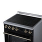 FORNO Torino 30-Inch 4.32 cu. ft. Induction Freestanding Range, True Convection, Air Fry Basket in Black with Antique Brass Accents, FFSIN0936-30BLK