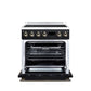 FORNO Torino 30-Inch 4.32 cu. ft. Induction Freestanding Range, True Convection, Air Fry Basket in Black with Antique Brass Accents, FFSIN0936-30BLK