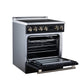 FORNO Torino 30-Inch 4.32 cu. ft. Induction Freestanding Range, True Convection, Air Fry Basket in Black with Antique Brass Accents, FFSIN0936-30BLK