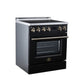 FORNO Torino 30-Inch 4.32 cu. ft. Induction Freestanding Range, True Convection, Air Fry Basket in Black with Antique Brass Accents, FFSIN0936-30BLK