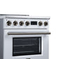 FORNO Torino 30-Inch 4.32 cu. ft. Induction Freestanding Range, True Convection, Air Fry Basket in White with Antique Brass Accents, FFSIN0936-30WHT