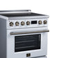 FORNO Torino 30-Inch 4.32 cu. ft. Induction Freestanding Range, True Convection, Air Fry Basket in White with Antique Brass Accents, FFSIN0936-30WHT