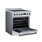 FORNO Torino 30-Inch 4.32 cu. ft. Induction Freestanding Range, True Convection, Air Fry Basket in White with Antique Brass Accents, FFSIN0936-30WHT