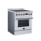 FORNO Torino 30-Inch 4.32 cu. ft. Induction Freestanding Range, True Convection, Air Fry Basket in White with Antique Brass Accents, FFSIN0936-30WHT