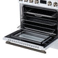 FORNO Torino 30-Inch 4.32 cu. ft. Induction Freestanding Range, True Convection, Air Fry Basket in White with Antique Brass Accents, FFSIN0936-30WHT