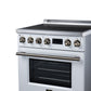FORNO Torino 30-Inch 4.32 cu. ft. Induction Freestanding Range, True Convection, Air Fry Basket in White with Antique Brass Accents, FFSIN0936-30WHT