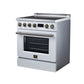 FORNO Torino 30-Inch 4.32 cu. ft. Induction Freestanding Range, True Convection, Air Fry Basket in White with Antique Brass Accents, FFSIN0936-30WHT
