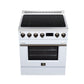 FORNO Torino 30-Inch 4.32 cu. ft. Induction Freestanding Range, True Convection, Air Fry Basket in White with Antique Brass Accents, FFSIN0936-30WHT